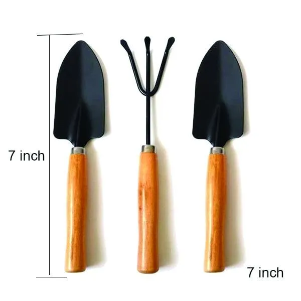 DeoDap Gardening Tools - Flover Cutter & Garden Tool Wooden Handle (3pcs-Hand Cultivator, Small Trowel, Garden Fork)