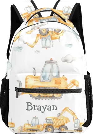 Deven Truck Machinery Bulldozer Personalized Kids Backpack for Boy/Girl Teen Primary School Daypack Travel Bag Bookbag
