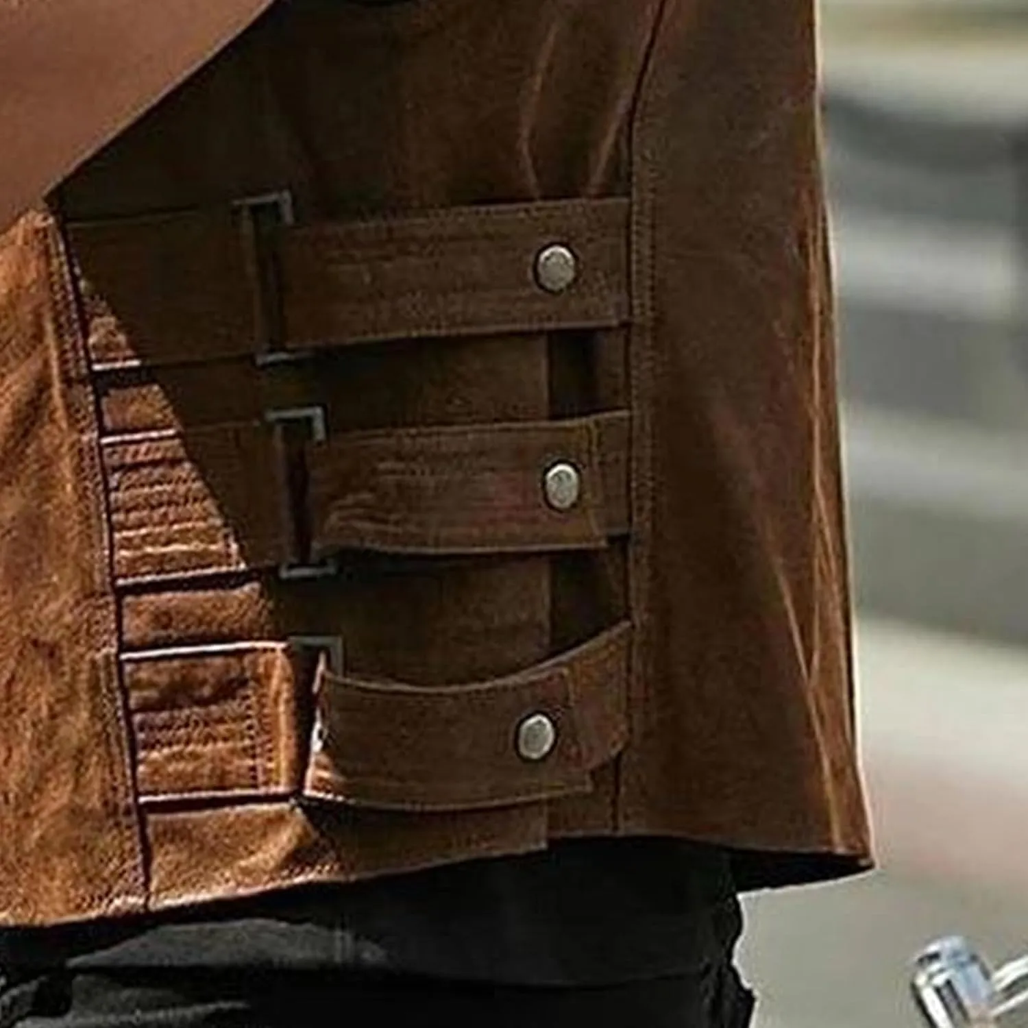 DGHM-JLMY Men's Black Leather Collarless Vest Club Style Motorcycle Rider Waistcoat Vintage Sleeveless Zip Up Vest Jacket
