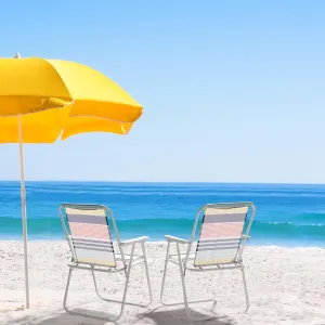 DHAEY 2 Pcs Heavy-Duty Folding Beach Chair, 220 LBS Capacity, Compact & Easy Carry – Comfortable for Outdoor Relaxation at Park, Concert, Picnic, Camping, Poolside, Easy Setup, Colorful Stripes