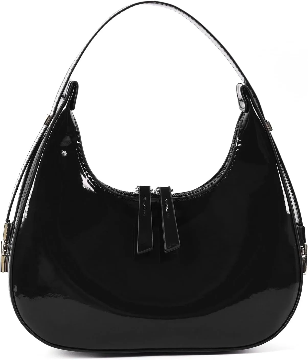 Didida Y2K Moon Bag Women's Crescent Shoulder Bag Retro Handbags Top Handle Patent Leather Cute Small Underarm Bag