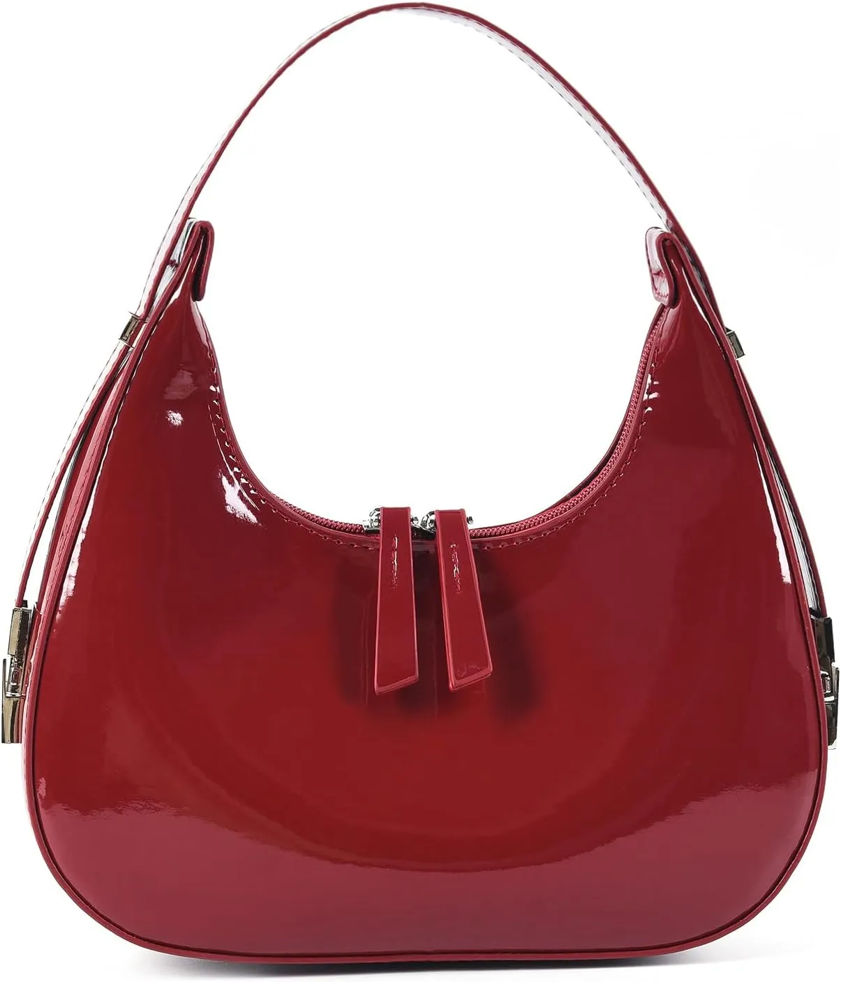 Didida Y2K Moon Bag Women's Crescent Shoulder Bag Retro Handbags Top Handle Patent Leather Cute Small Underarm Bag