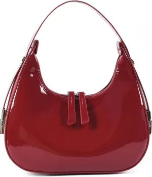 Didida Y2K Moon Bag Women's Crescent Shoulder Bag Retro Handbags Top Handle Patent Leather Cute Small Underarm Bag