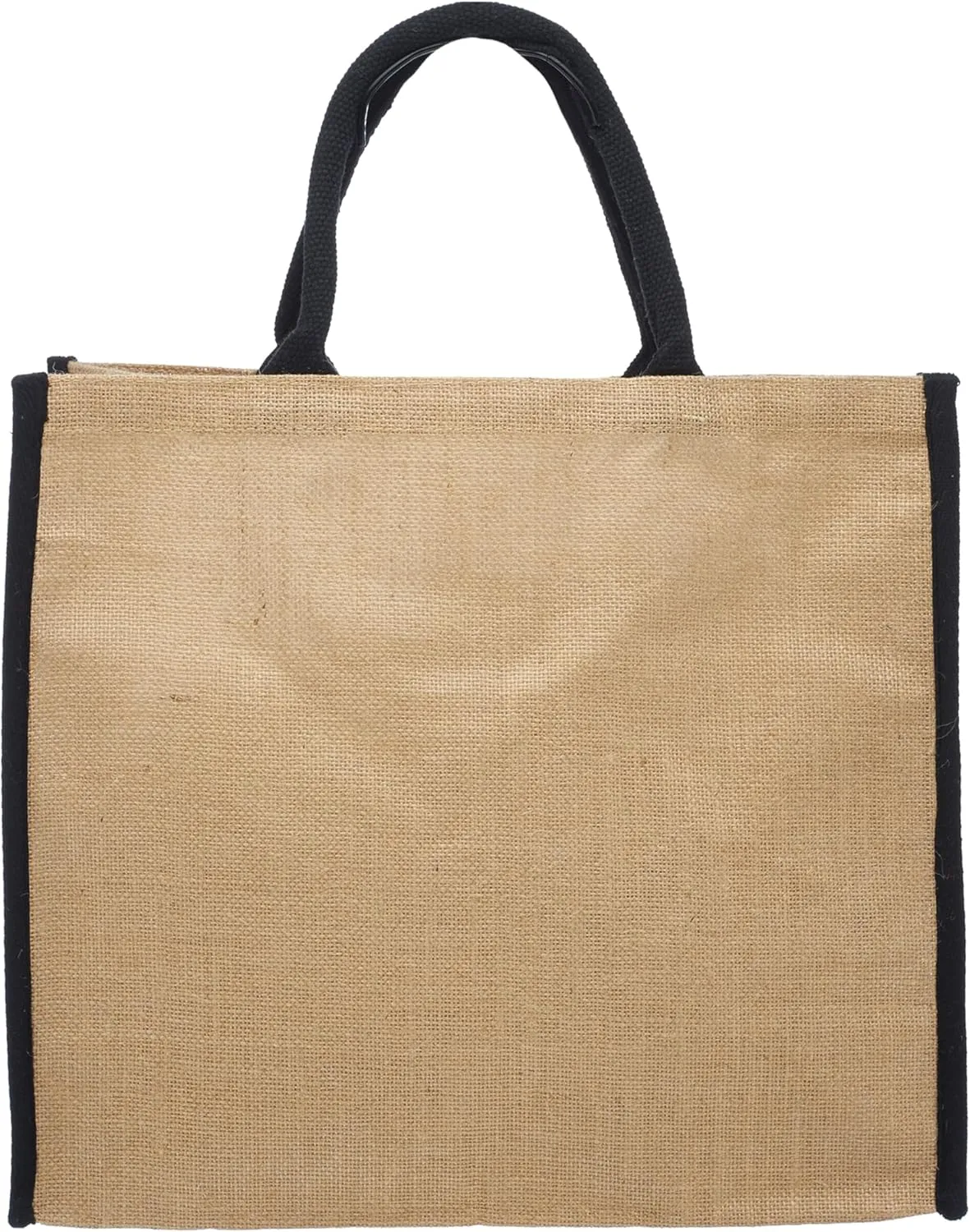 DISCOUNT PROMOS Custom Fresno Eco Friendly Jute Tote Bags Set of 1, Personalized Text logo and Picture - Reusable, Great for Tradeshows, Grocery, Shopping and Outdoor Events - Black