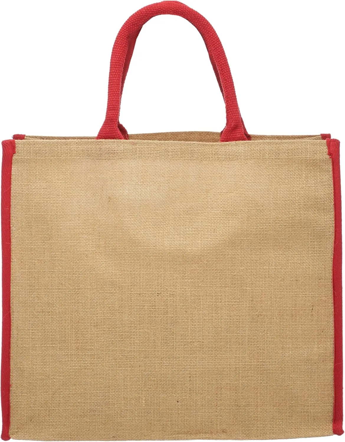 DISCOUNT PROMOS Custom Fresno Eco Friendly Jute Tote Bags Set of 1, Personalized Text logo and Picture - Reusable, Great for Tradeshows, Grocery, Shopping and Outdoor Events - Red