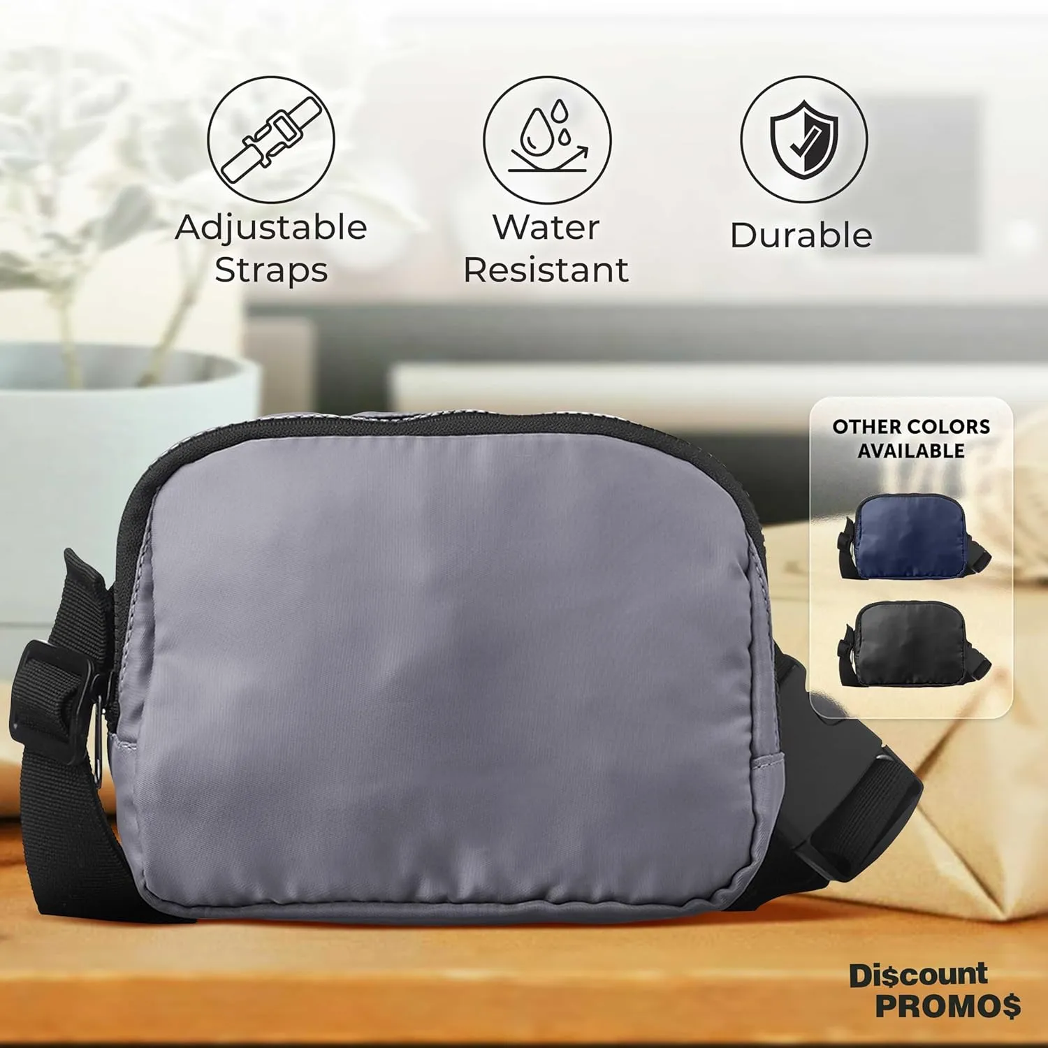 DISCOUNT PROMOS Everyday Belt Bags Set of 6, Bulk Pack - Compact, Hands-Free, Stylish, Perfect for Travel, Sports, Daily Use - Grey