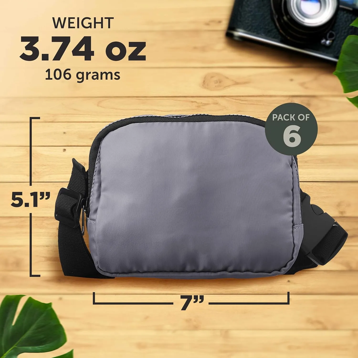 DISCOUNT PROMOS Everyday Belt Bags Set of 6, Bulk Pack - Compact, Hands-Free, Stylish, Perfect for Travel, Sports, Daily Use - Grey