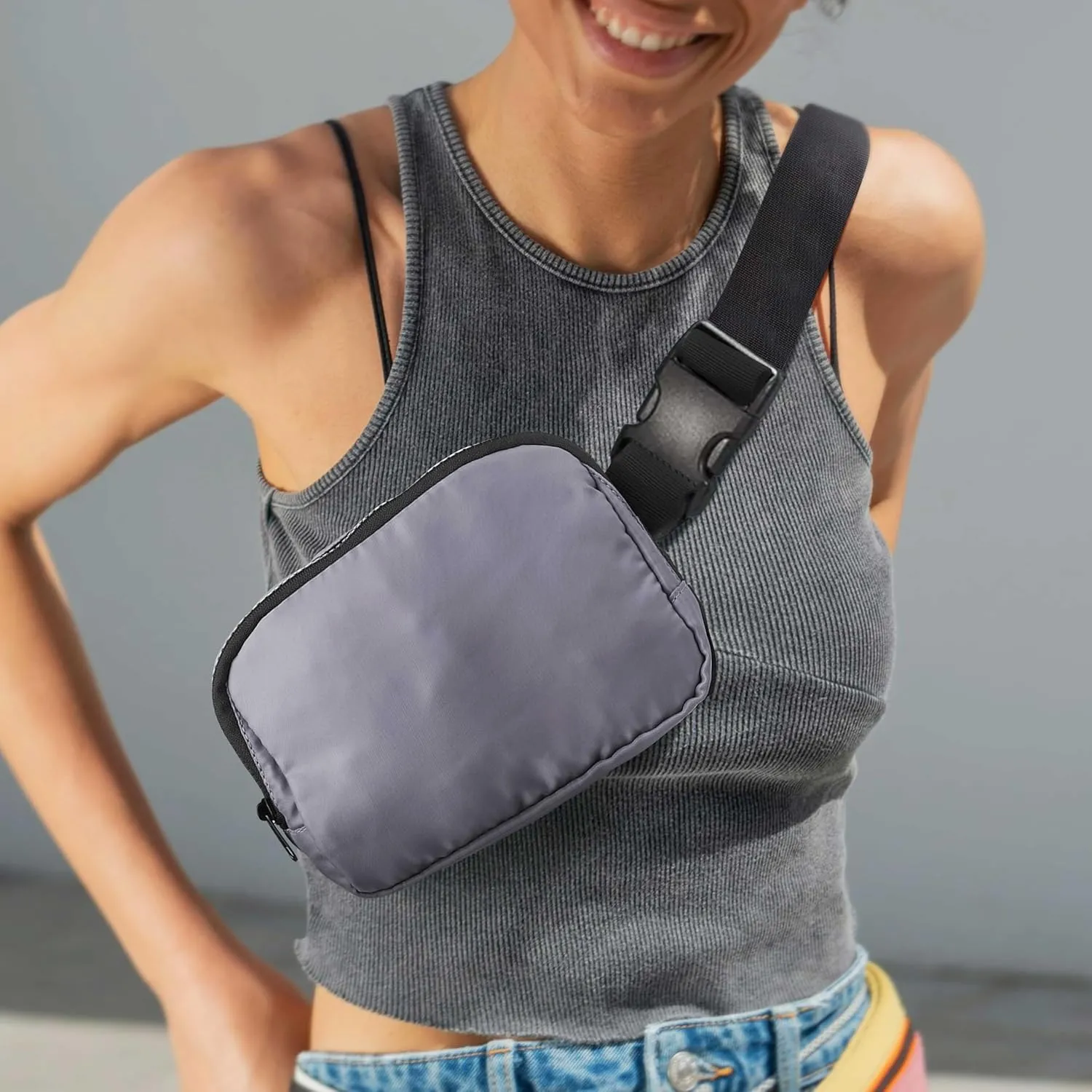 DISCOUNT PROMOS Everyday Belt Bags Set of 6, Bulk Pack - Compact, Hands-Free, Stylish, Perfect for Travel, Sports, Daily Use - Grey