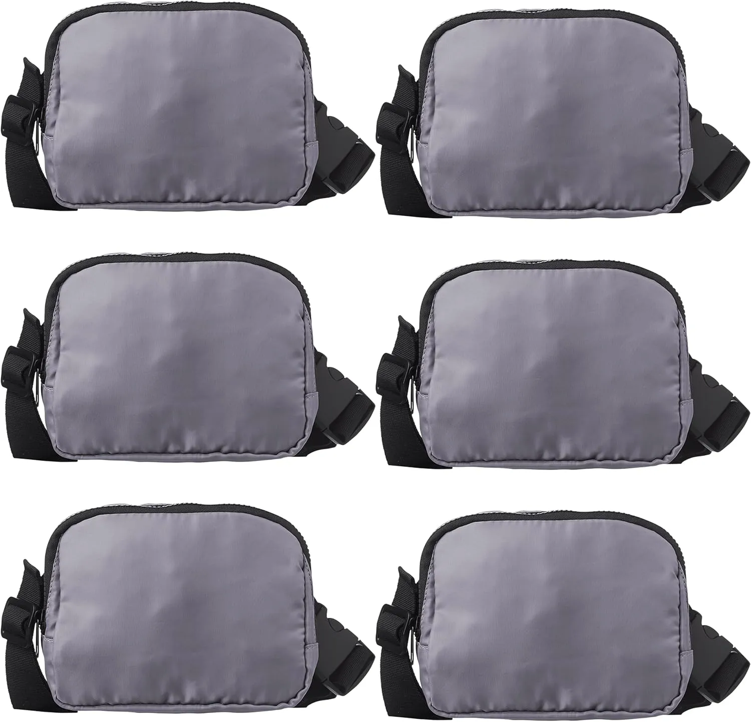DISCOUNT PROMOS Everyday Belt Bags Set of 6, Bulk Pack - Compact, Hands-Free, Stylish, Perfect for Travel, Sports, Daily Use - Grey