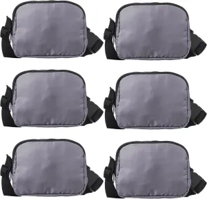 DISCOUNT PROMOS Everyday Belt Bags Set of 6, Bulk Pack - Compact, Hands-Free, Stylish, Perfect for Travel, Sports, Daily Use - Grey