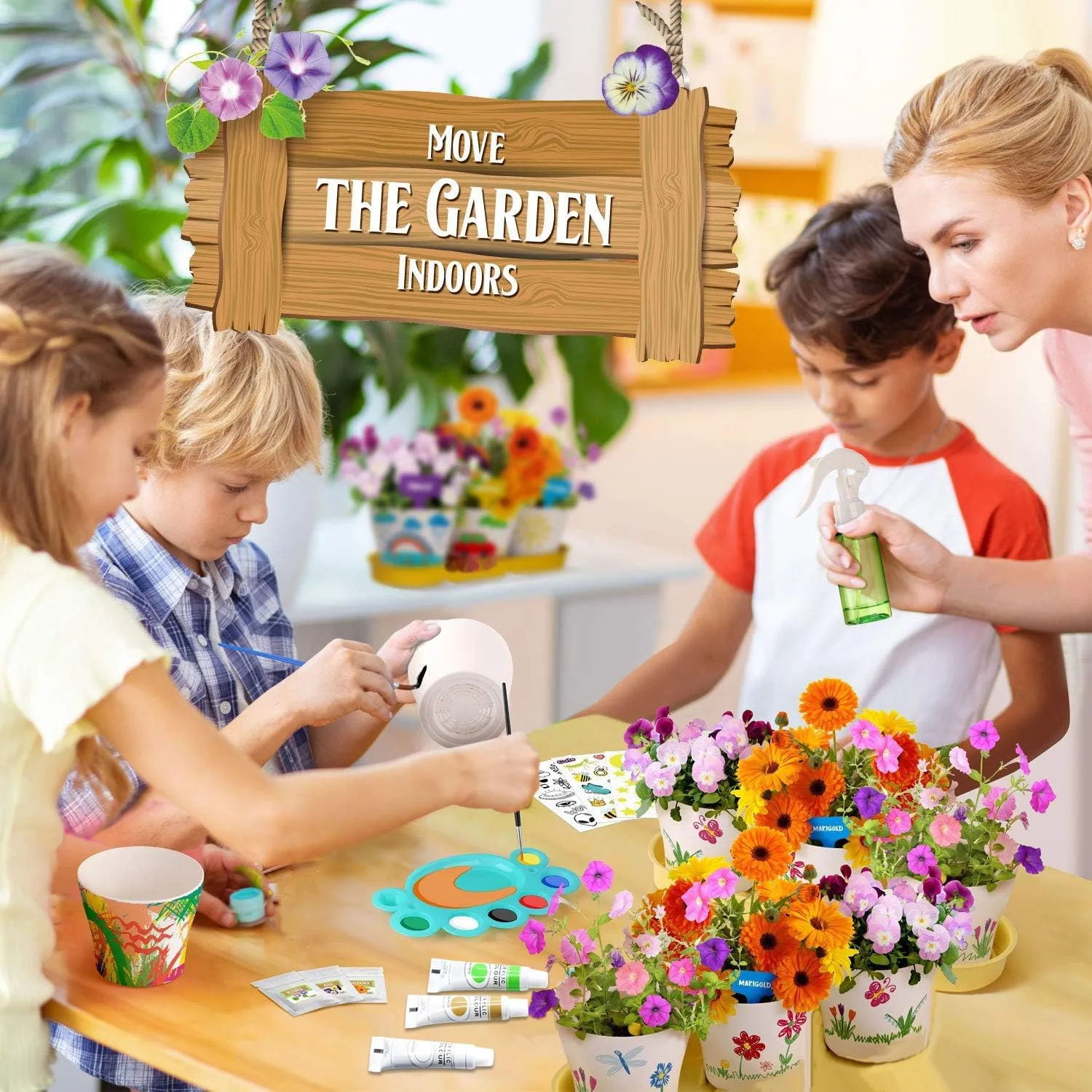 Doiaz Paint & Plant Flower Growing Gardening Kit with 3 Pots for Kids - Easter Gifts for Girls & Boys Ages 5, 6, 7, 8, 9, 10, 11 & 12 Year Old Girl