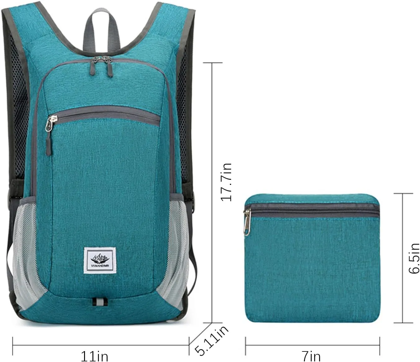 DOJUNS Hiking Backpack 15L Small Travel Backpack Lightweight Foldable Daypack Packable Camping Backpacks for Women Men (Gray)