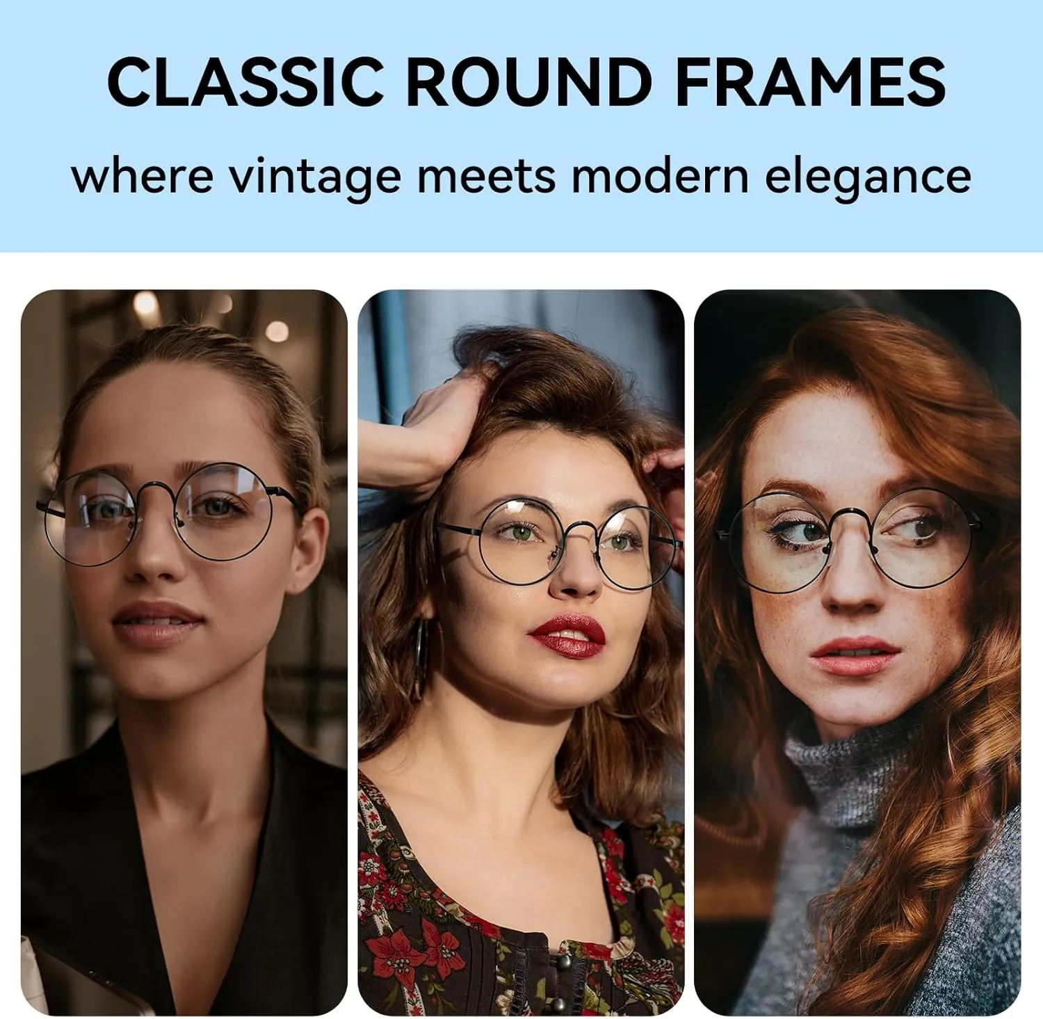 Dollger Retro Round Glasses Blue Light Glasses Clear Lens Non-Prescription for Men Women Metal Frame