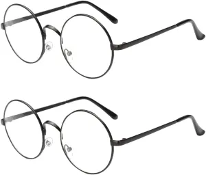 Dollger Retro Round Glasses Blue Light Glasses Clear Lens Non-Prescription for Men Women Metal Frame
