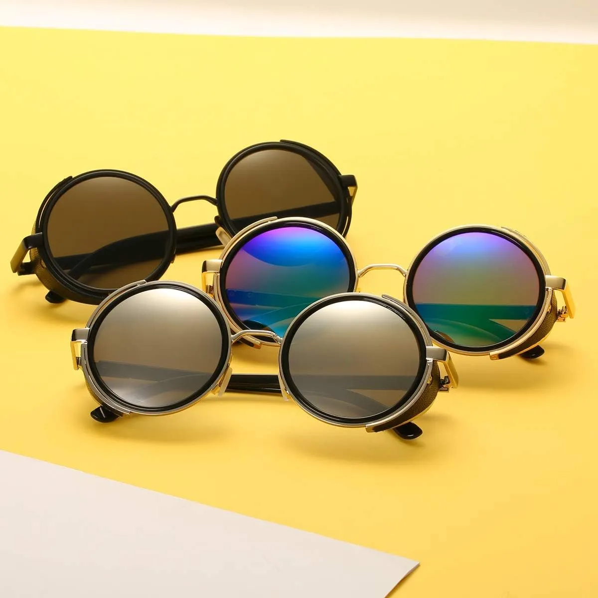 Dollger Steampunk Vintage Retro Round Sunglasses Metal Circle Frame