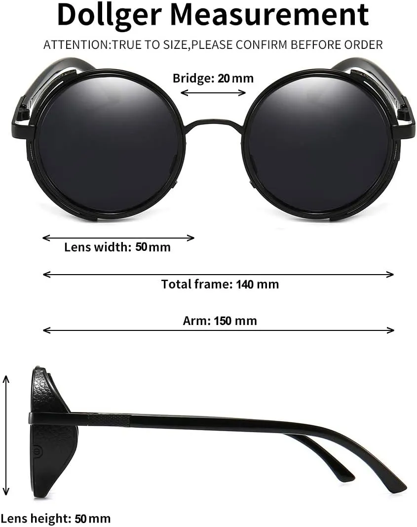 Dollger Steampunk Vintage Retro Round Sunglasses Metal Circle Frame