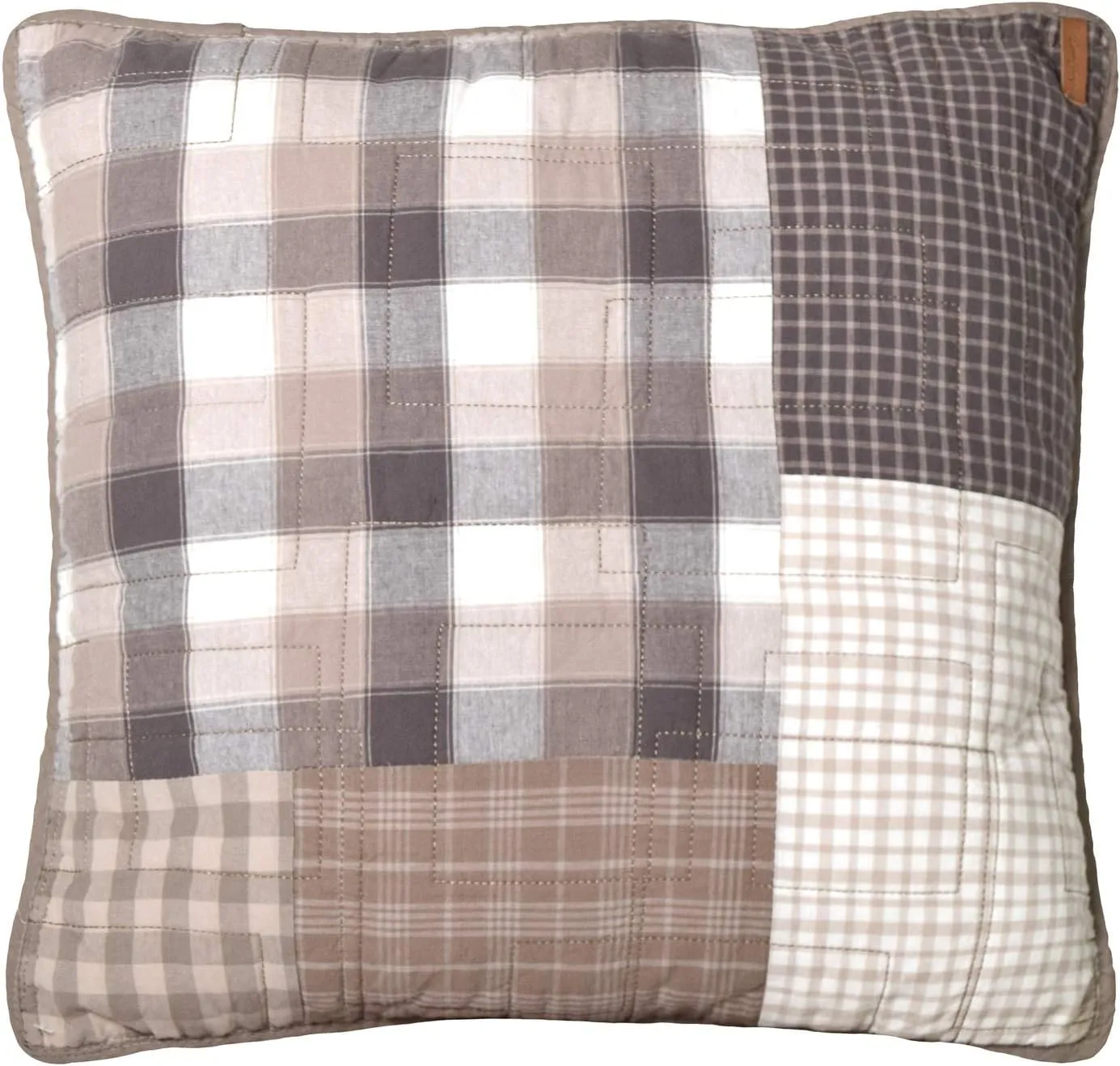 Donna Sharp Contemporary Decorative Throw Pillow with Smoky Square (Patchwork) Design and Easy-to-Remove Zip Closure - Square Pillows for Couch, Sofa, Beds and Chairs - 18" x 18"