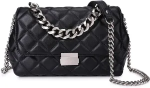 DORIS&JACKY Quilted Purse For Women Genuine Leather Shoulder Designer Handbags with Metal Chain Strap And Flap Lock