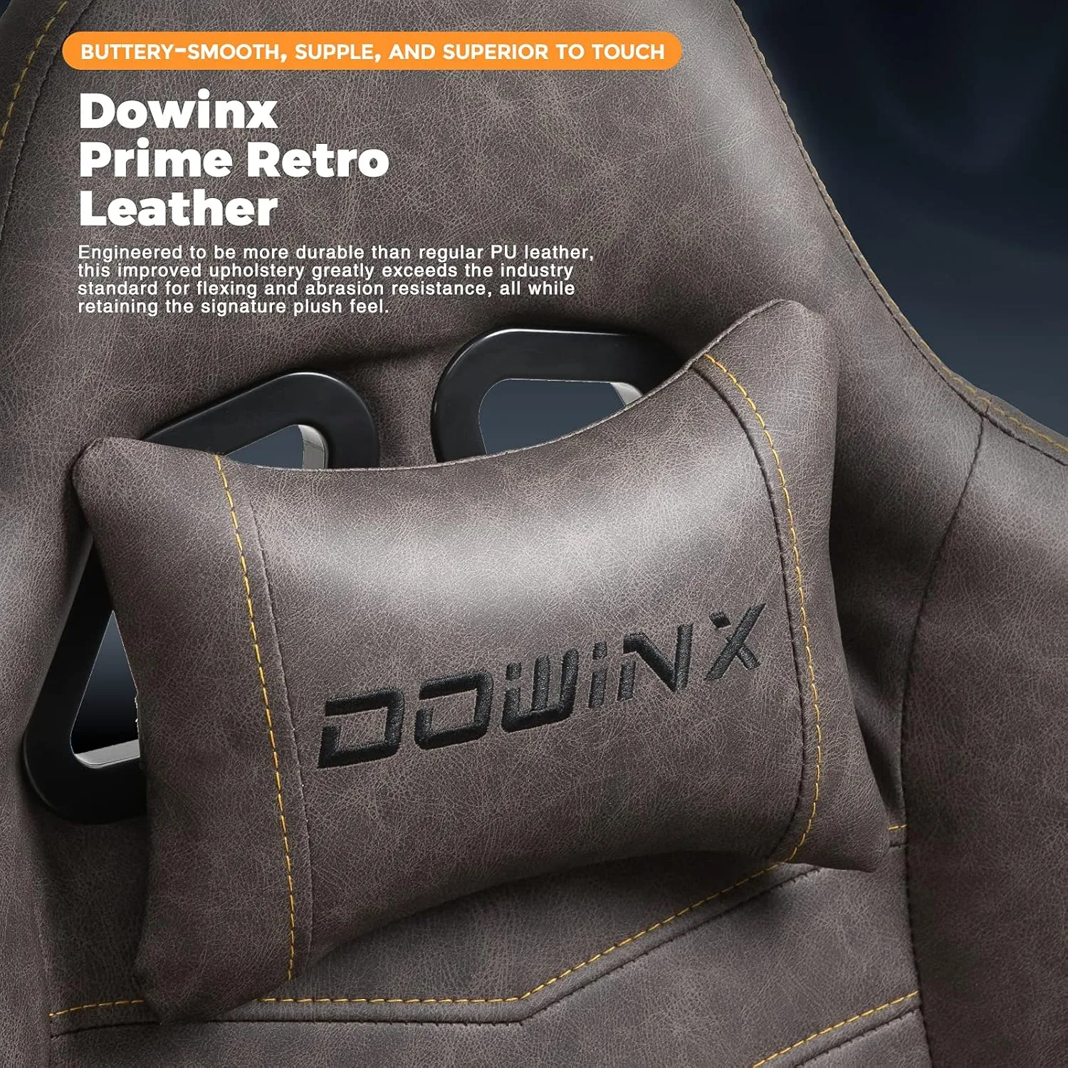 Dowinx Gaming Chair Big and Tall, Ergonomic Game Chair for Adults with Footrest and Massage Lumbar Support, High Back Computer Gamer Chair PU Leather, 350Lbs, for Office, Home, Brown