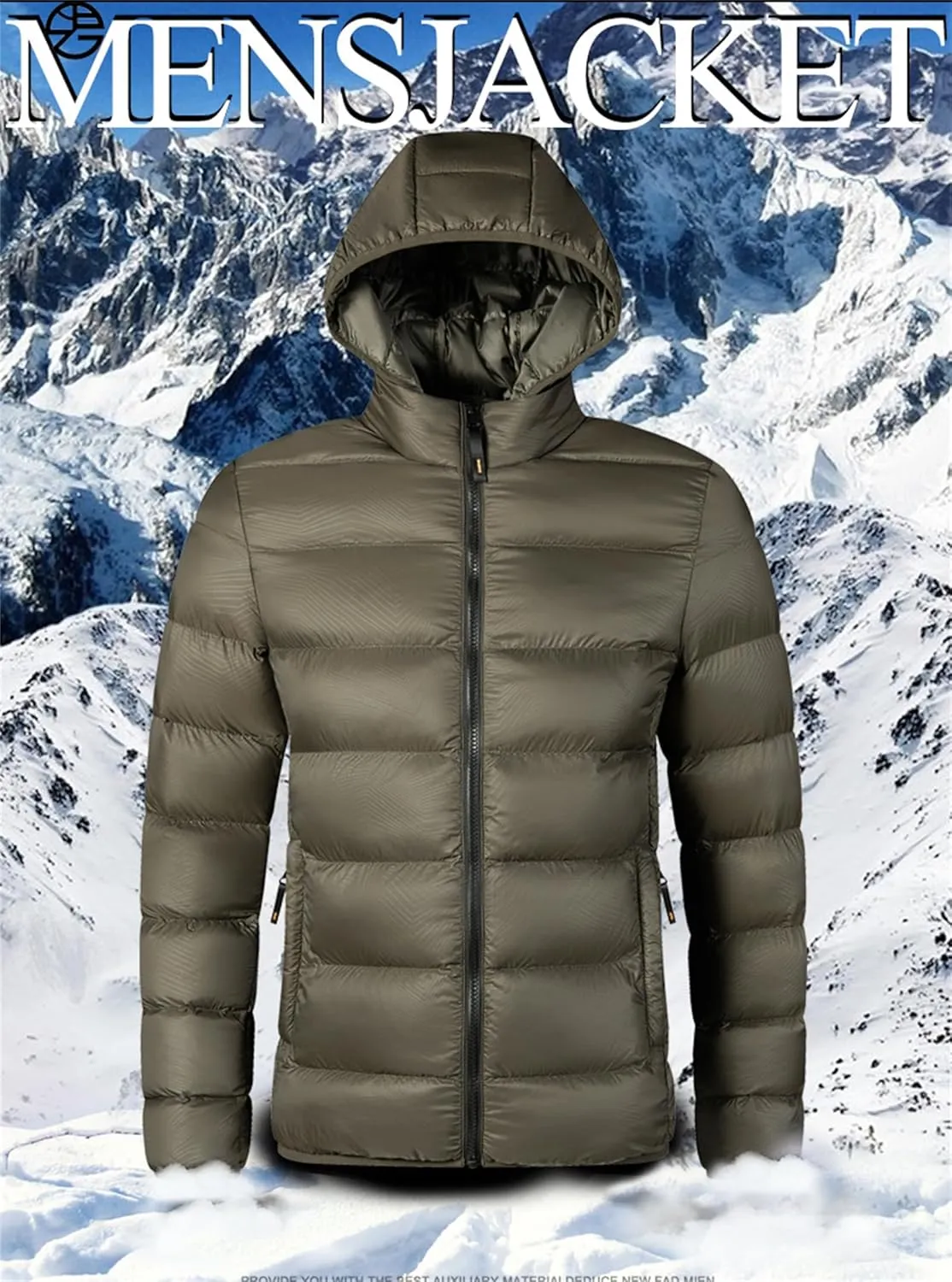 Down Puffer Jacket Men Packable Lightweight Puffy Bubble Hooded Winter Coat Water-Repellent Windbreaker for Hiking