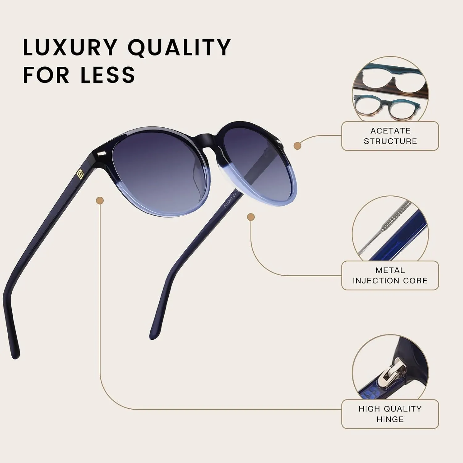 DUCO Polarized Sunglasses for Women Retro Round Women's Sunglasses Classic Vintage UV400 Shades DC1230