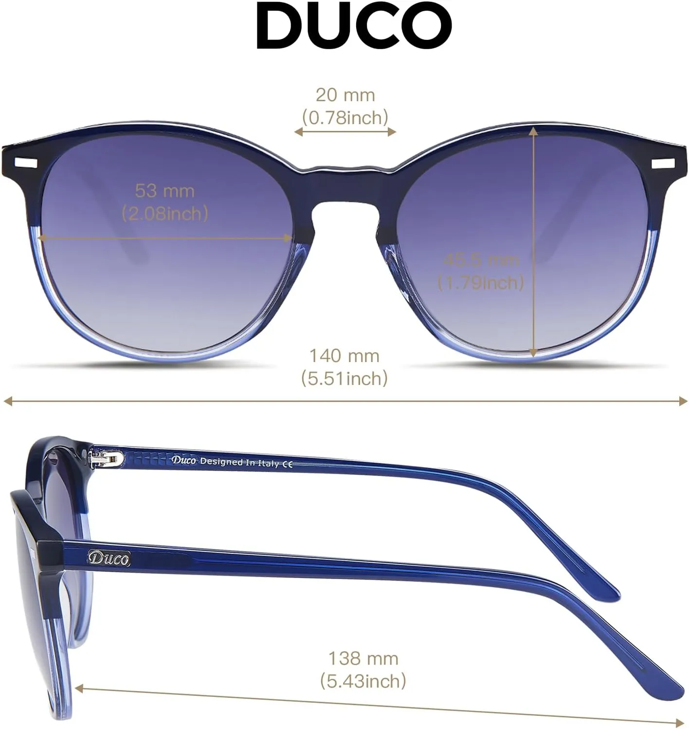 DUCO Polarized Sunglasses for Women Retro Round Women's Sunglasses Classic Vintage UV400 Shades DC1230