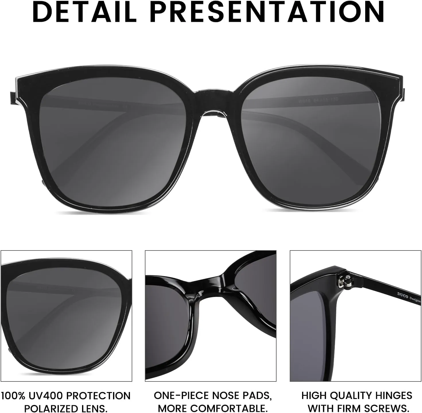 DUCO Retro Round Sunglasses for Women Vintage Polarized Woman Shades Lightweight PC Frame UV400 Protection Sun Glasses W016