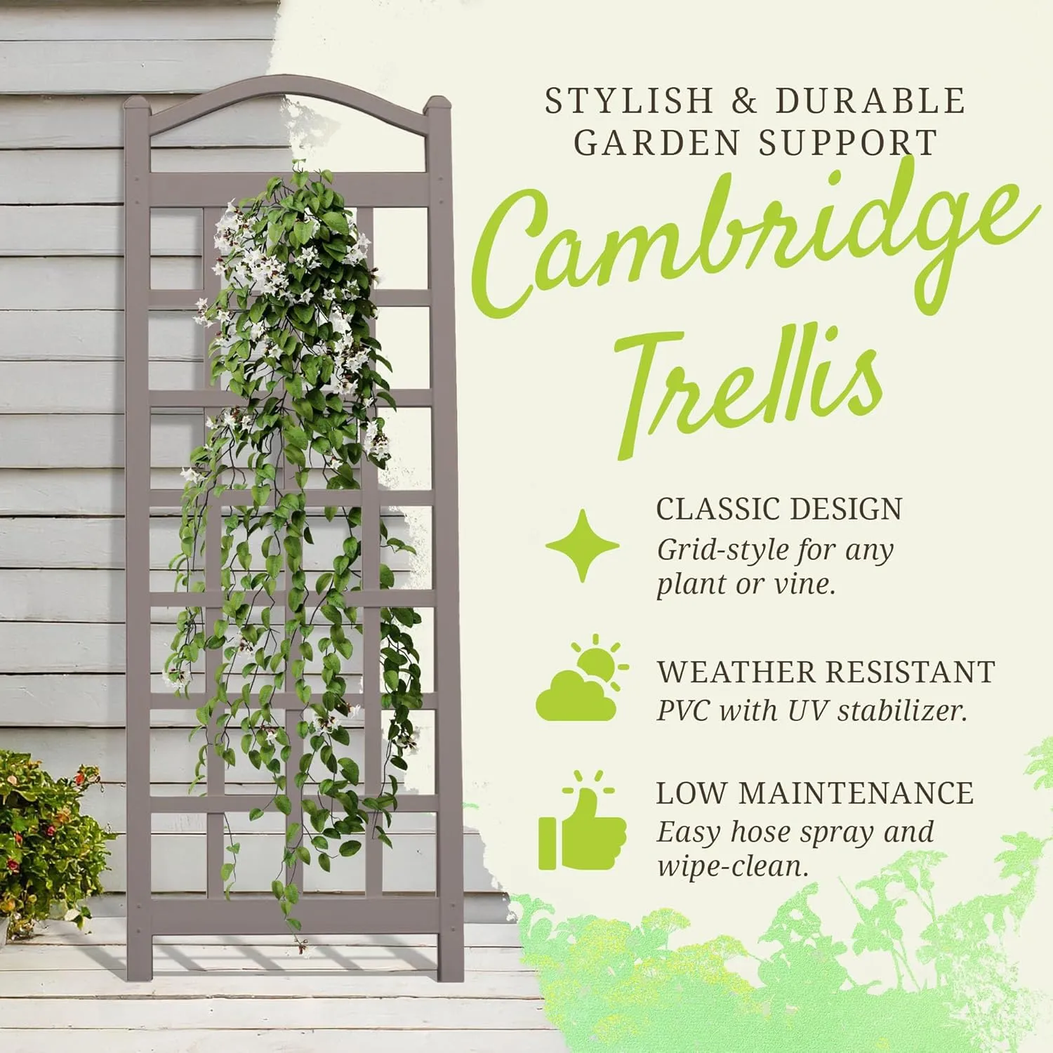 Dura-Trel PVC Garden Trellis for Climbing Vine Plants, Cambridge, Mocha, 28" x 76"