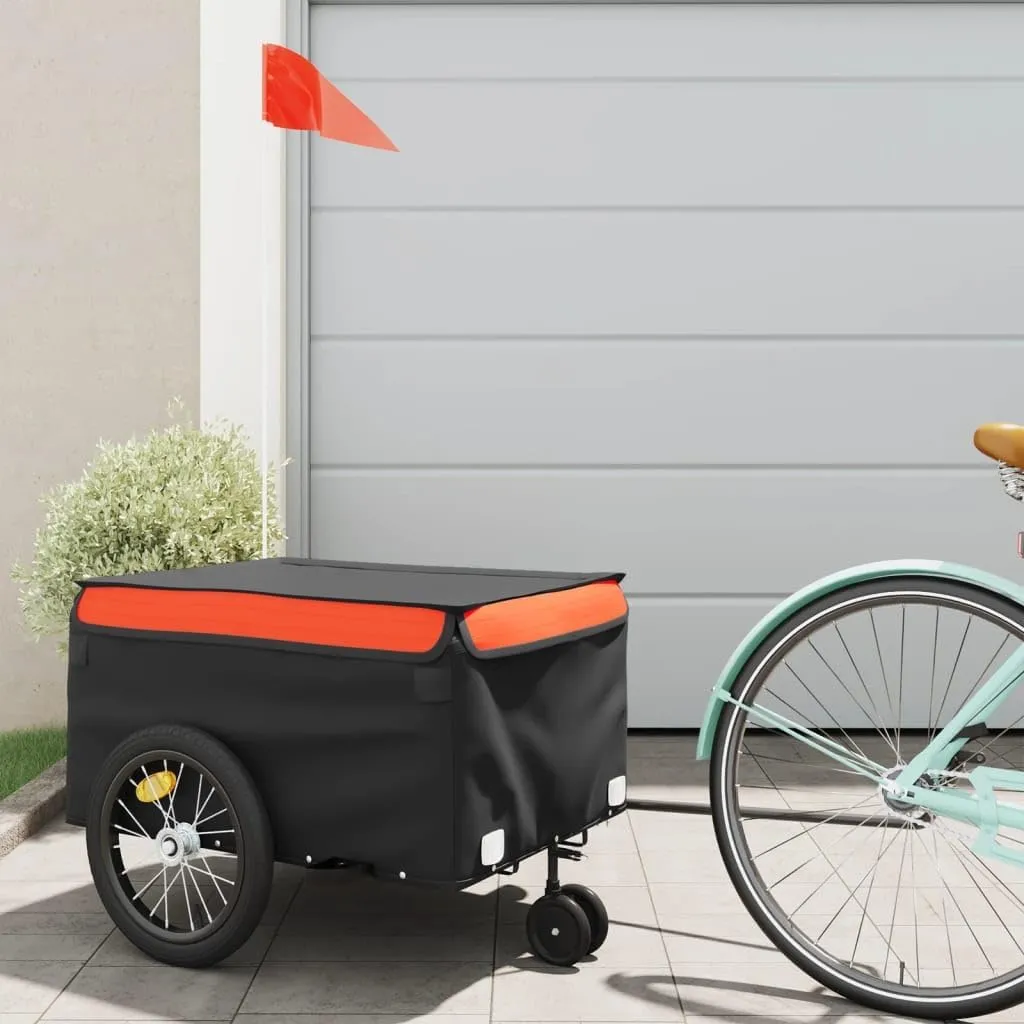 Durable Bike Trailer for Stress-Free Transportation, High Load Capacity, Easy to Attach, Black and Orange Design