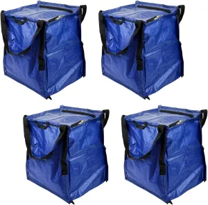 DURASACK Heavy Duty Storage Tote Bag with Zipper Top 22-Gallon Rugged Woven Polypropylene Moving Bag, Reusable Self-Standing Design, Holds up to 500 Pounds, Pack of 4, Blue