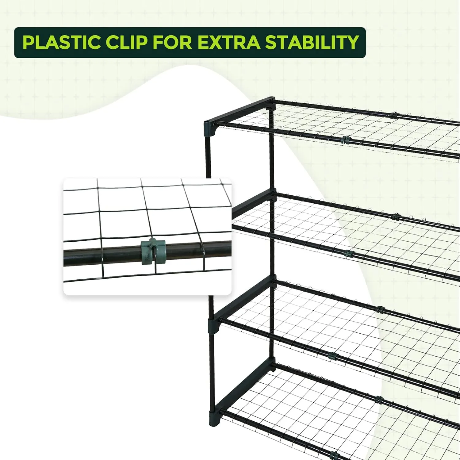 EAGLE PEAK Greenhouse Shelving Staging Double 4 Tier, Outdoor / Indoor Plant Shelves, 35"x12"x42", Green