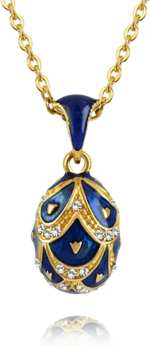 Easter Scaly Pattern Vintage Enamel Egg Pendant Necklace multiple color