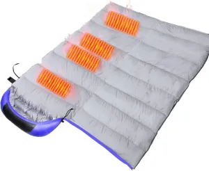 Electric Heating Sleeping Bag, Rectangular USB Power Support Heating Pads with 3 Heating Levels and Compression Sack for Camping Hiking