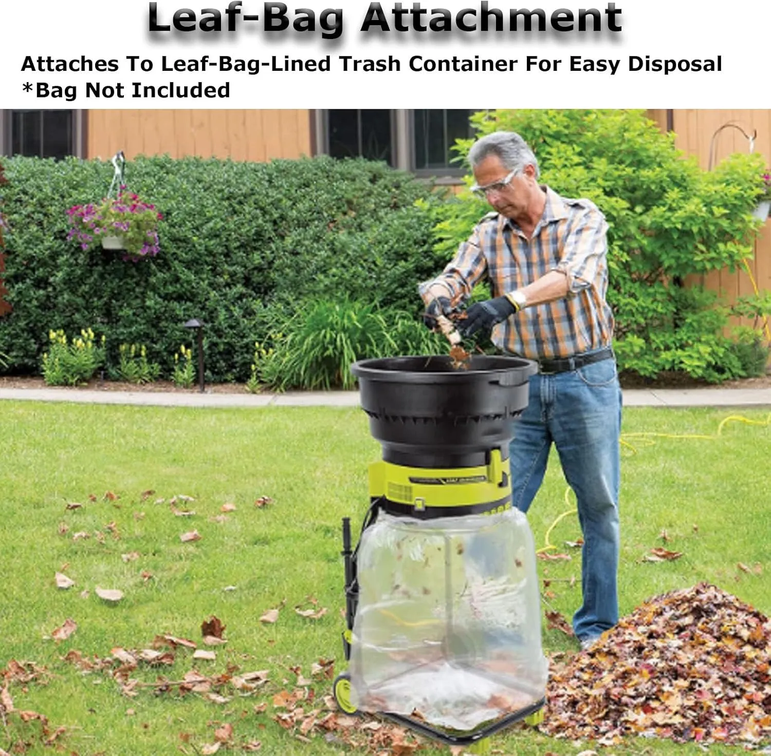 Electric Leaf Crusher Garden Shredder, 2500w bladeless Compost Shredder with Wheeled Leaf Crusher, Leaf rake, Storage Bag, 8000rpm Shredder (50m)