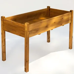 Elevated Wooden Raised Garden Bed – 49.5" L x 23.5" W x 30" H Large Fir Planter Box with Drainage Holes & Non-Woven Bag, FSC Wood for Outdoor & Indoor Gardening