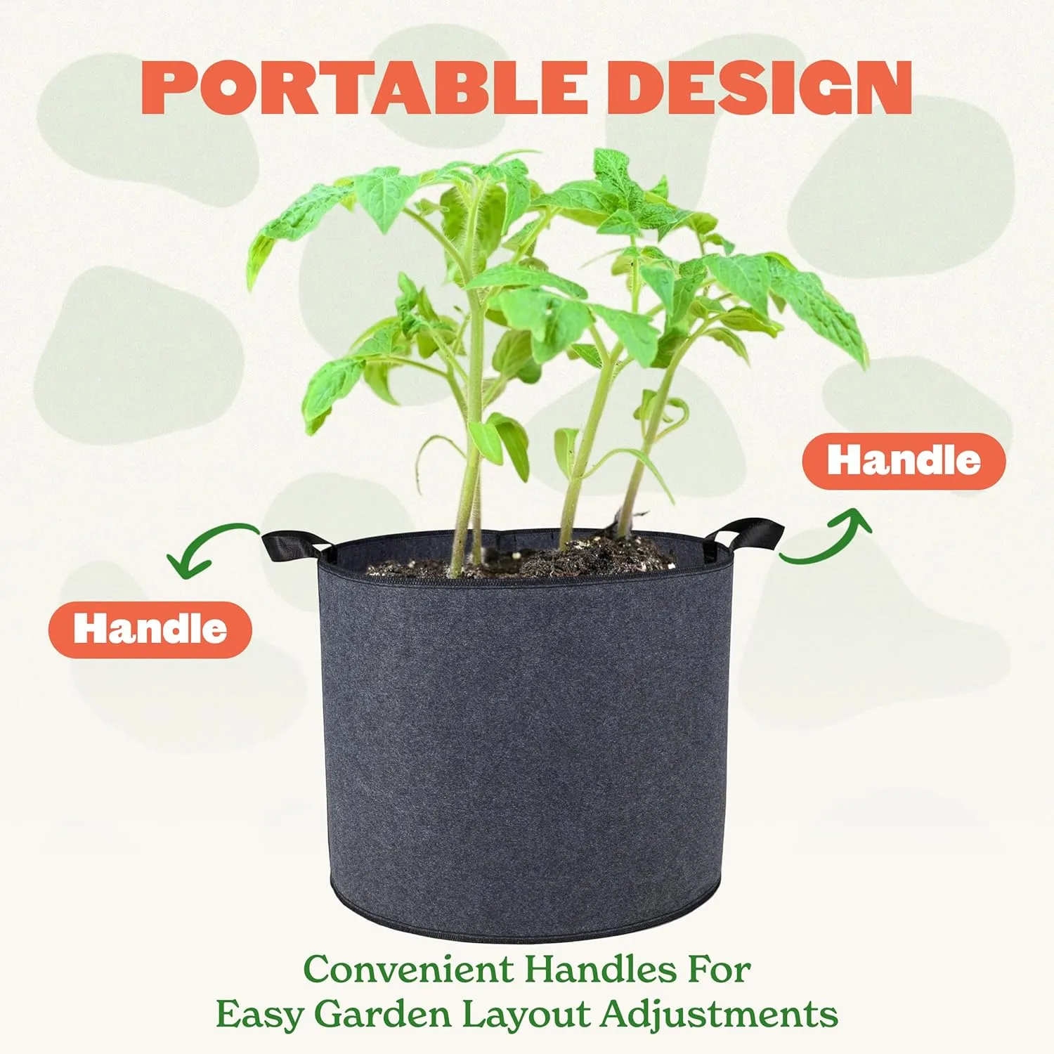 Epic Gardening 5 Pack 15 Gallon Grow Bags with Handles (Unlined) - Heavy Duty Fabric Pots for Vegetables, Herbs & Flowers - Breathable Cloth Planters for Indoor & Outdoor Gardening, Moisture Retaining