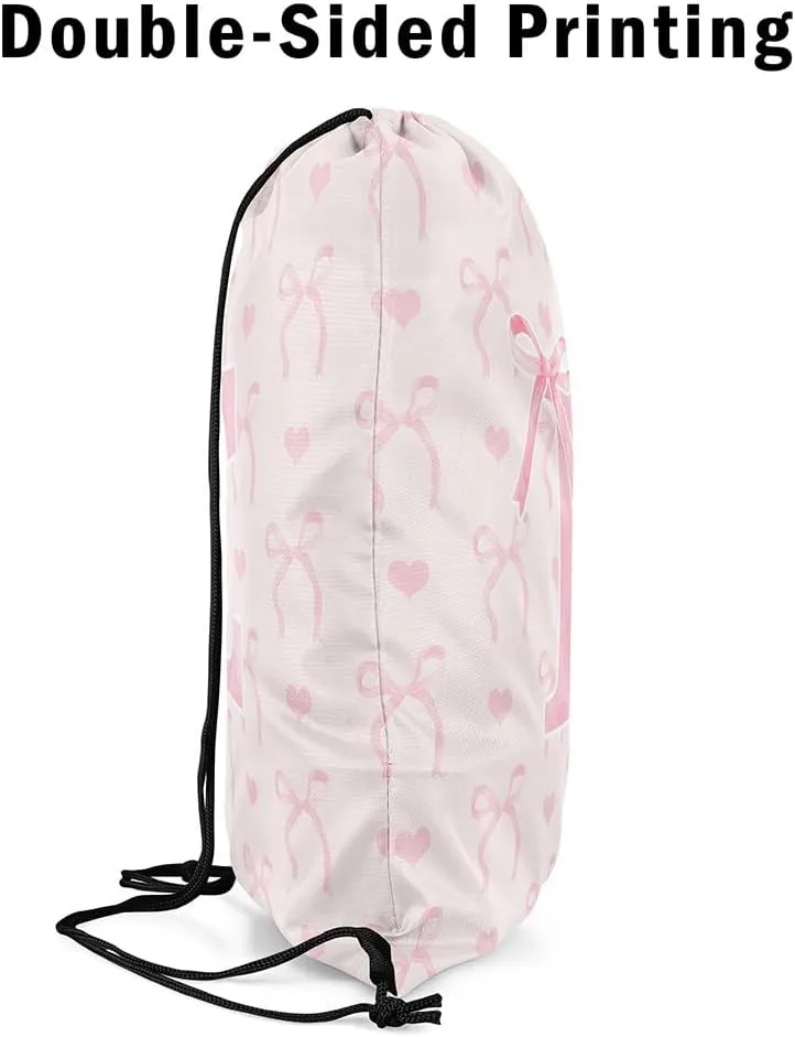 Erosebridal Pink Letter E 13x15.7 For Dreamy Princess Style String Bag Cute Alphabet Sackpack Aesthetic Butterfly Knot Love Heart Bow Tie Cinch Bag