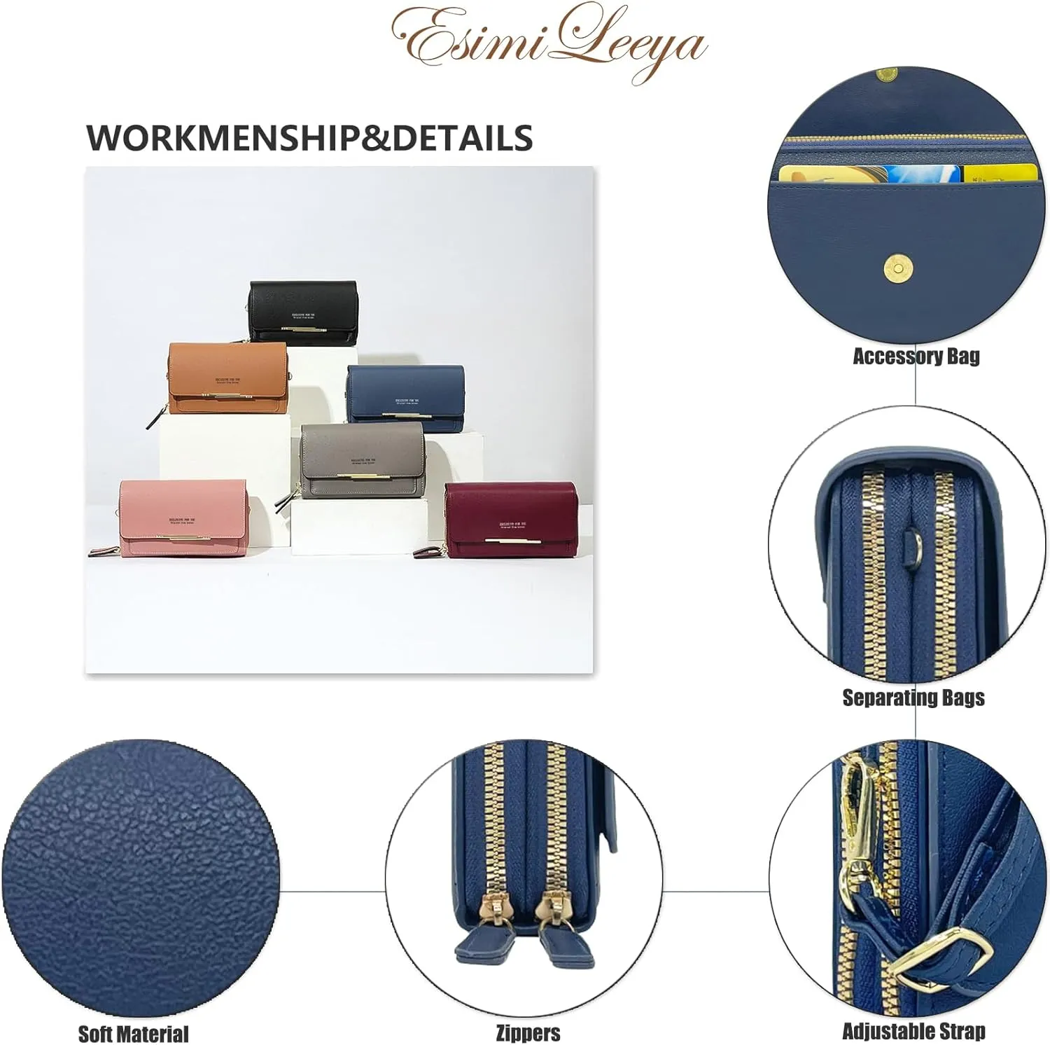Esimileeya Compact Small Crossbody Bags for Women Trendy Clutch Handbag Purses for Women Lady Cell Phone Wallet Shoulder Bag