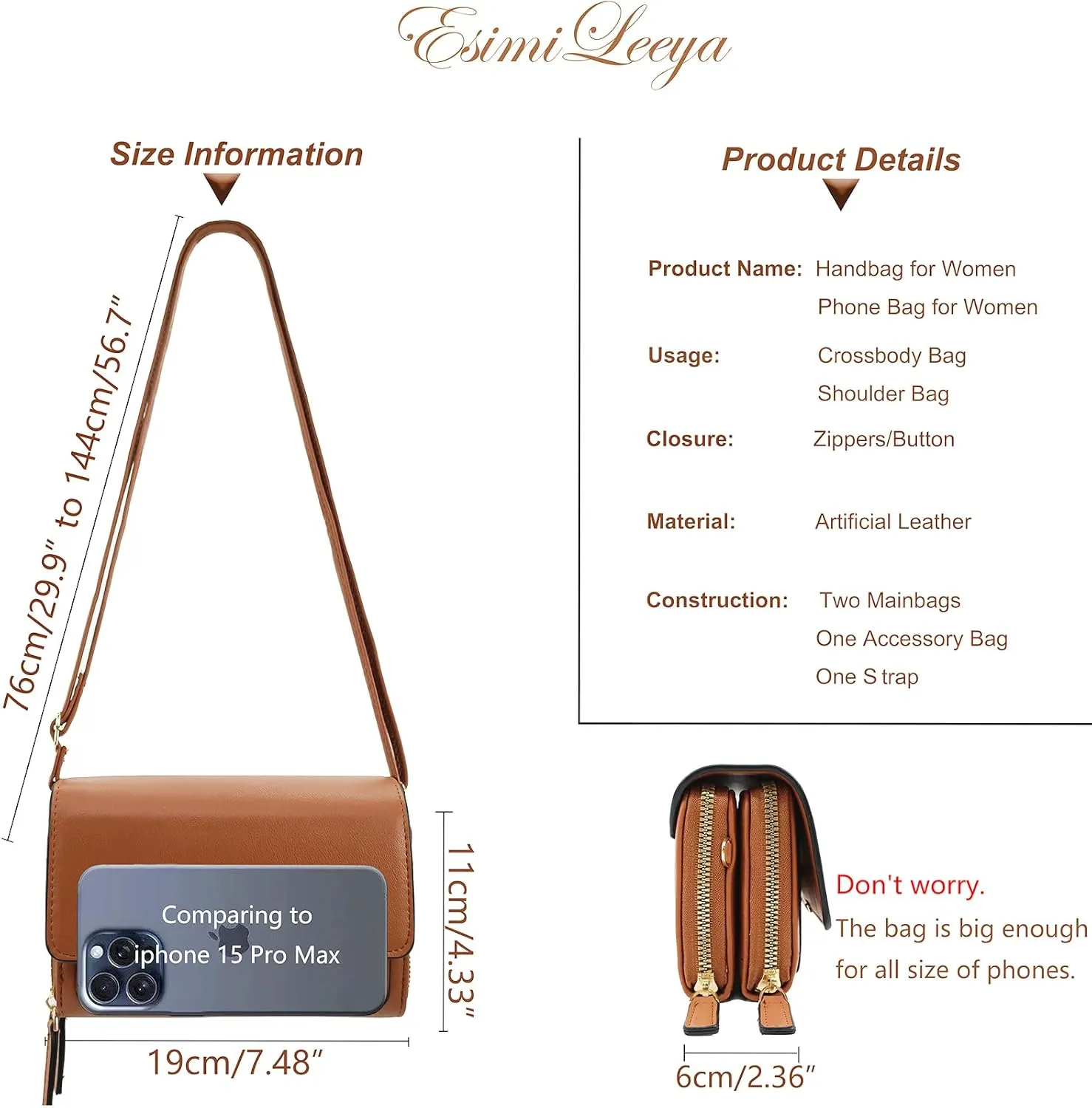 Esimileeya Compact Small Crossbody Bags for Women Trendy Clutch Handbag Purses for Women Lady Cell Phone Wallet Shoulder Bag