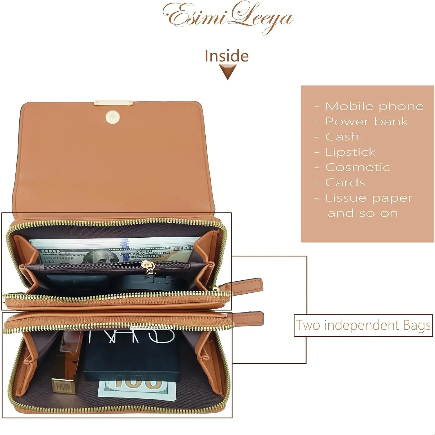 Esimileeya Compact Small Crossbody Bags for Women Trendy Clutch Handbag Purses for Women Lady Cell Phone Wallet Shoulder Bag