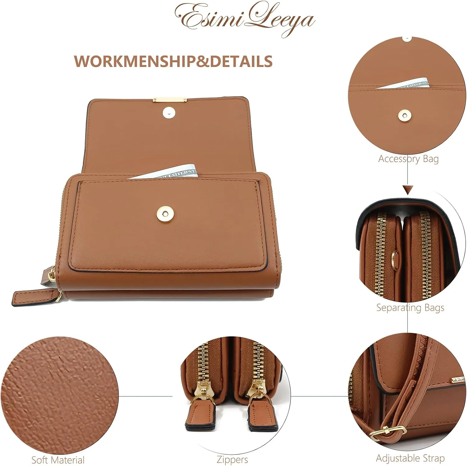 Esimileeya Compact Small Crossbody Bags for Women Trendy Clutch Handbag Purses for Women Lady Cell Phone Wallet Shoulder Bag
