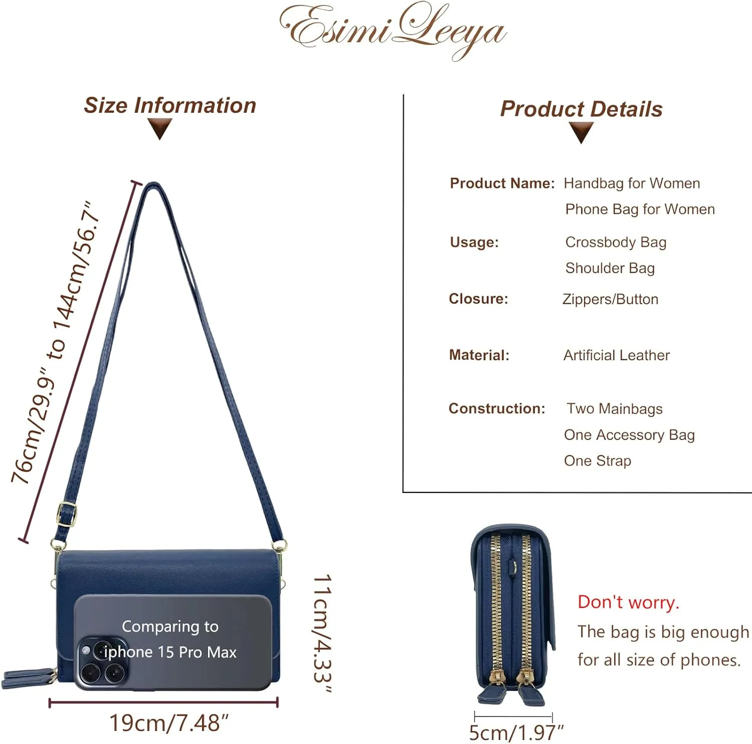 Esimileeya Compact Small Crossbody Bags for Women Trendy Clutch Handbag Purses for Women Lady Cell Phone Wallet Shoulder Bag