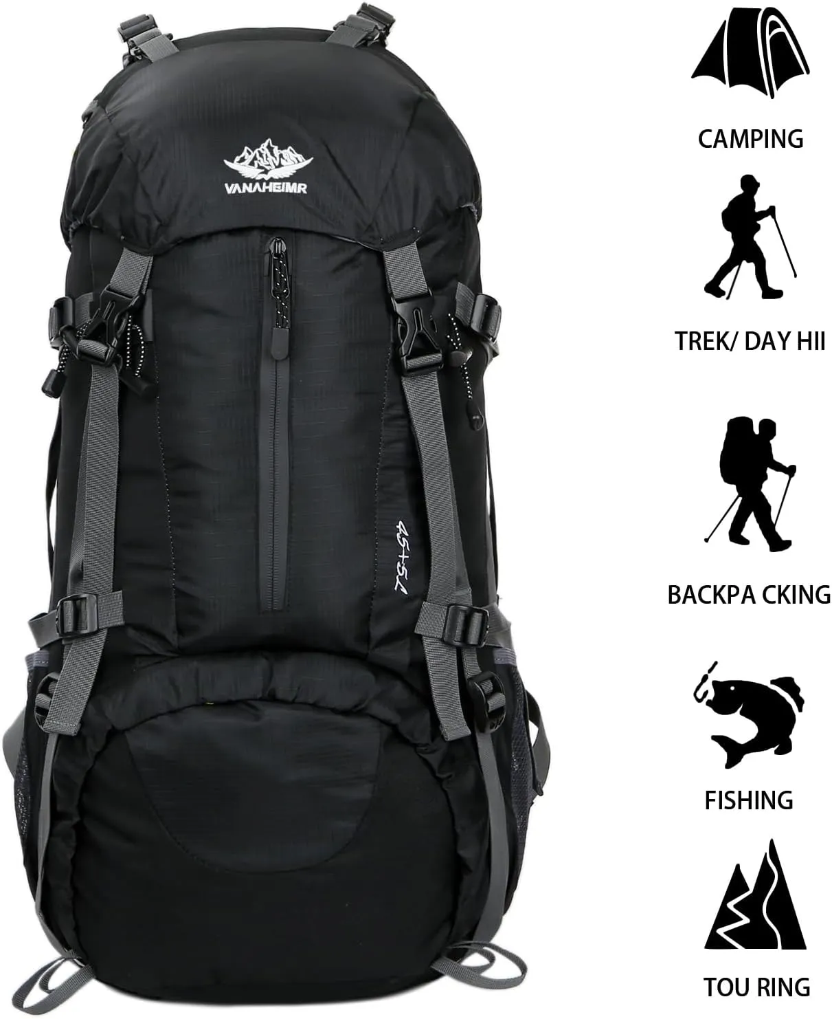 Esup 50L Hiking Backpack Men Camping Backpack with rain cover 45l 5l Lightweight Backpacking Backpack Travel Backpack