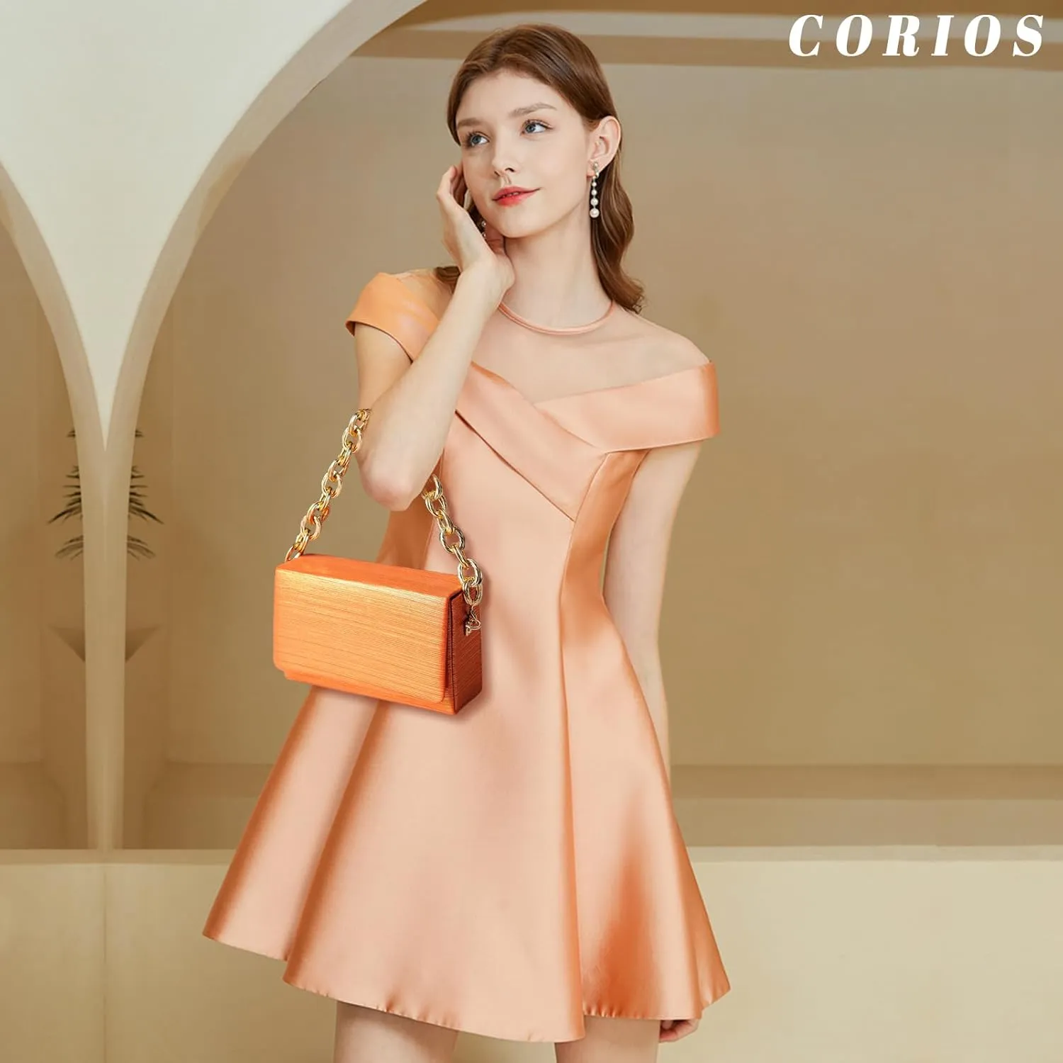 Evening Bag for Women Square Box Clutch Bag Bridal Wedding Purse Sparkly Sequin Handbag Elegant Shoulder Bag