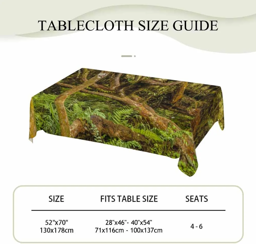 Exotic Big Tree Natural Rectangle Tablecloth Green Jungle Tropical Landscape Polyester Table Cloths for Dining Kitchen Outdoor Picnic Camping Party Wedding Event,Washable 52 x 70 Inch