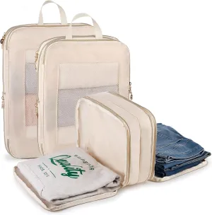 Expandable Double-Sided Compression Packing Cube，3 Set Lightweight Double Deck Organizer Bag Carry on Luggage Backpack Suitcases，Women Travel Accessories for Separate Clean and Dirty Clothes