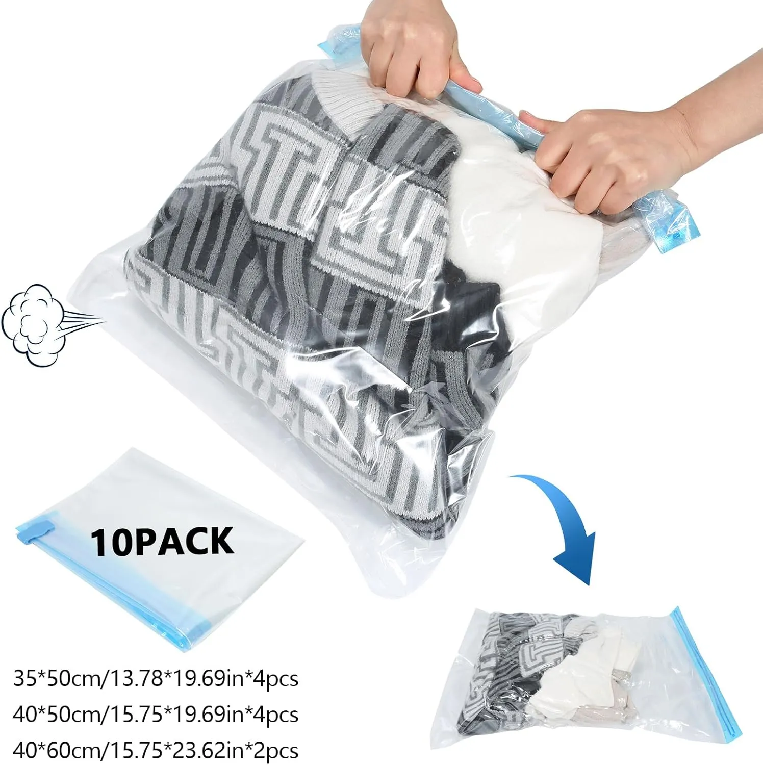 Extra Large Storage Bags Set Heavy Duty Moving Totes with Handles, Design Durable Storage Bins & 10 Vacuum Seal Bag For Moving Organizing, (Dark Blue, 18 Park-8 Moving bag & 10 Vacuum Seal Bags)