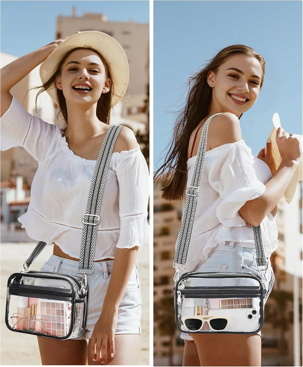 FANGSUN Clear Crossbody Bag Stadium Approved, Clear Purse for Women
