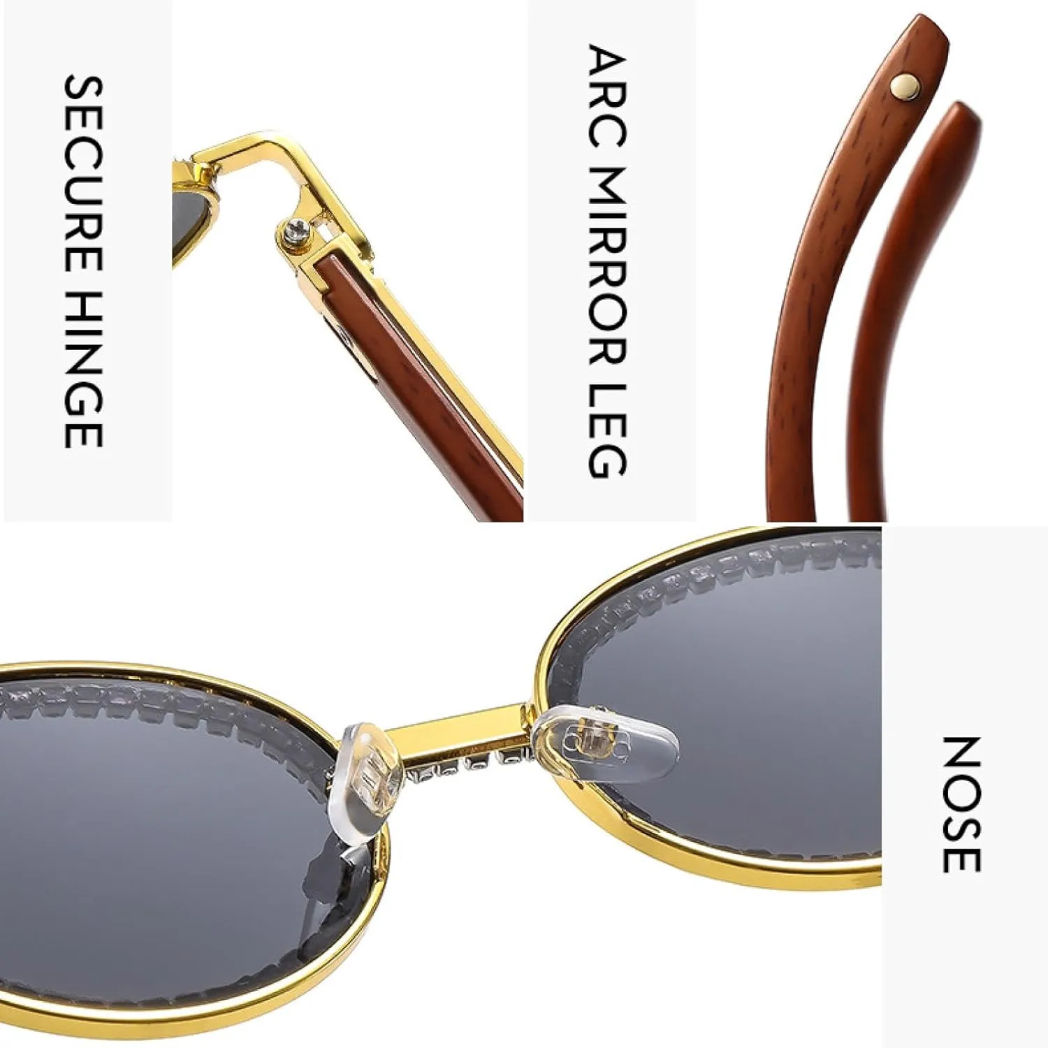 Fashion Advanced Retro Oval Sunglasses Women's Tide Punk Metal Wrapping Sun Glasses Uv400