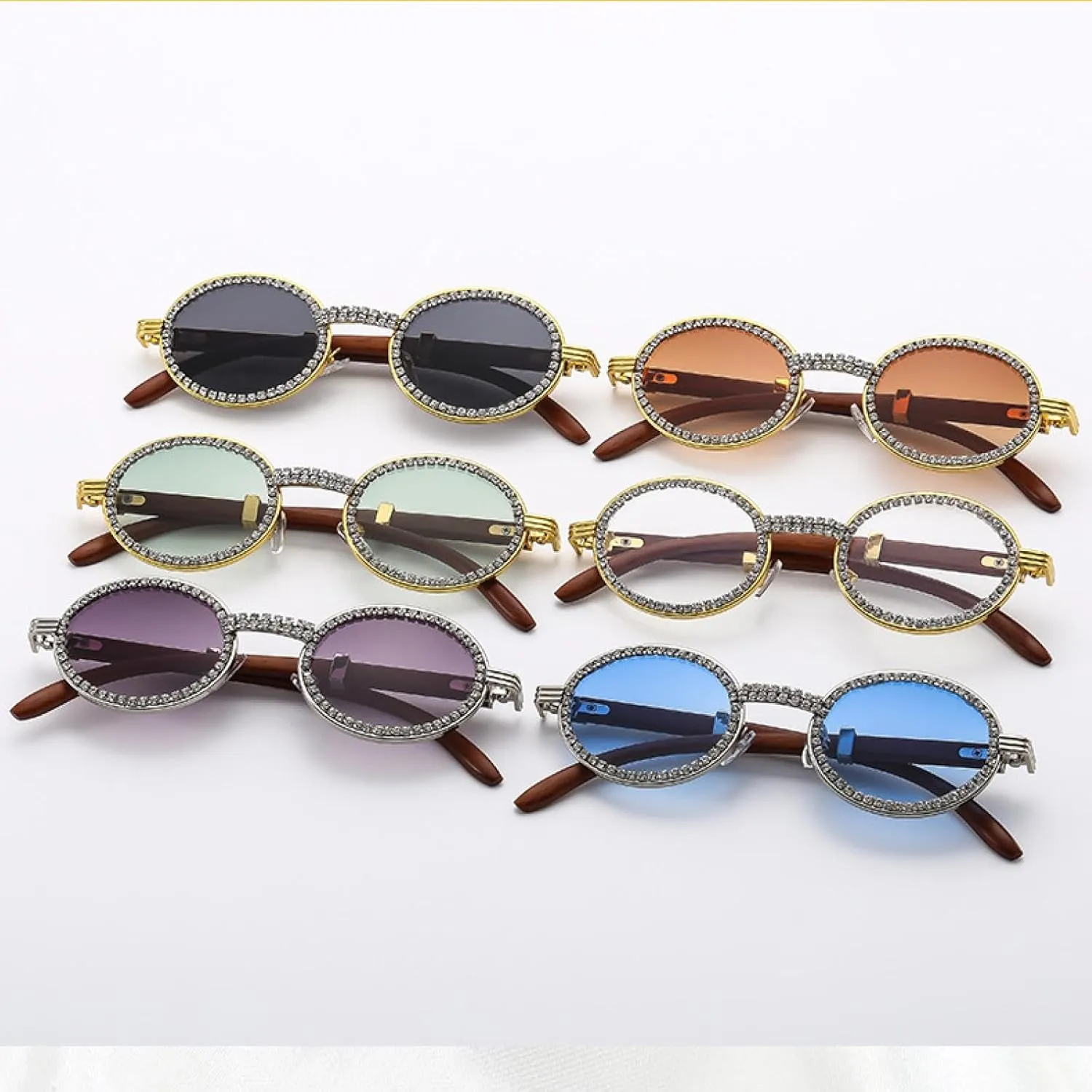Fashion Advanced Retro Oval Sunglasses Women's Tide Punk Metal Wrapping Sun Glasses Uv400